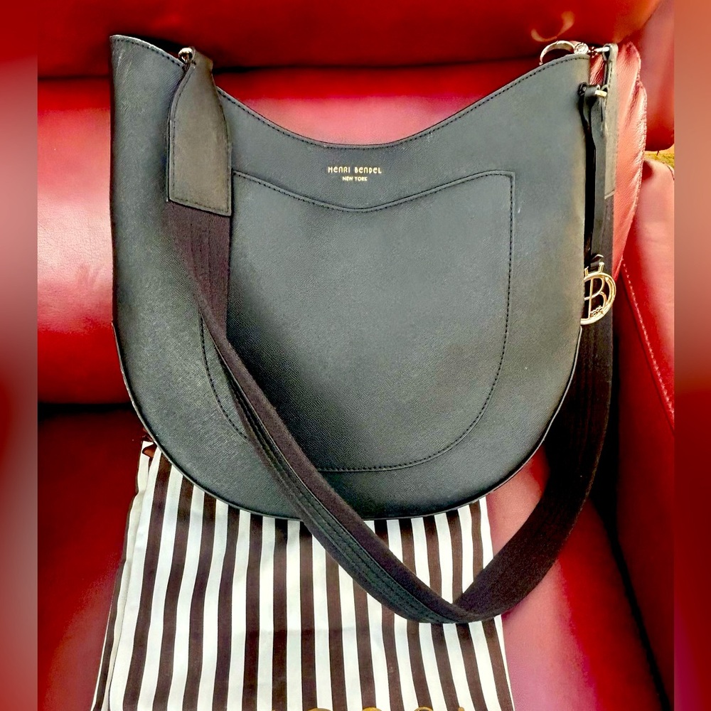 Henri Bendel Black Saffiano Leather Shoulder Bag - Picture 12 of 16